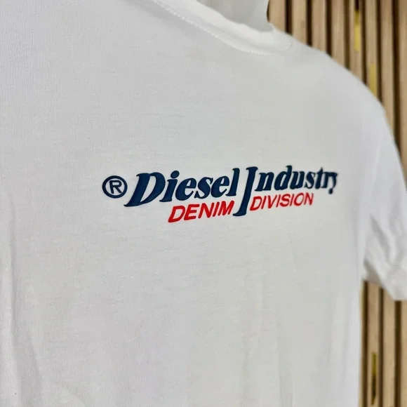 🔥 DIESEL ✅ White Graphic Men's Tee Slim Fit Shirt Diesel Industry Denim Division - Picture 3 of 11